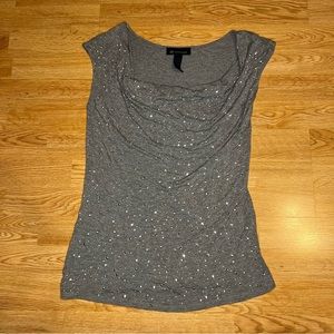 INC | Womens medium grey sparkle top